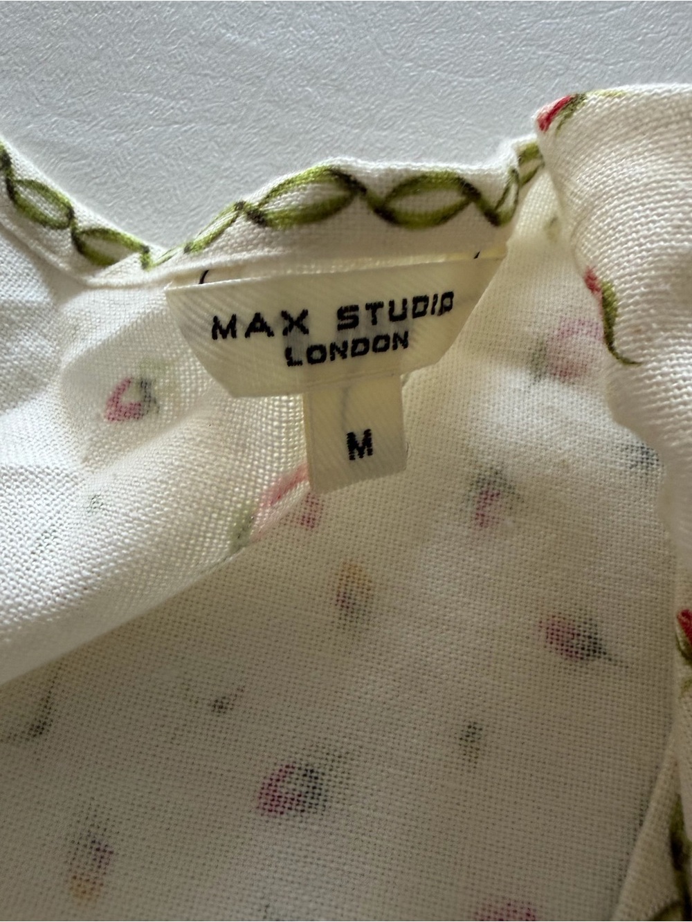 Max Studio Floral Border Maxi Dress Cotton Linen Cottagecore Garden Romantic - Picture 9 of 14